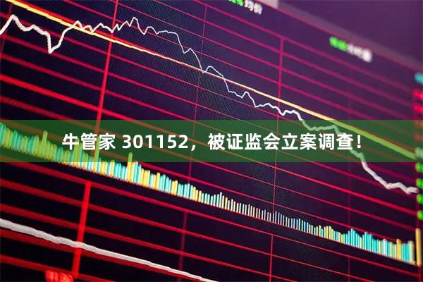 牛管家 301152，被证监会立案调查！